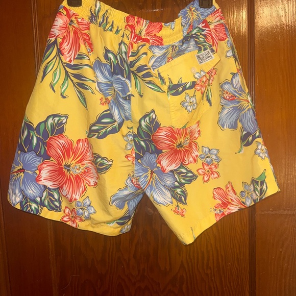 SOLD - Ralph Lauren Yellow Floral Athletic Swim Shorts - Picture 7 of 10
